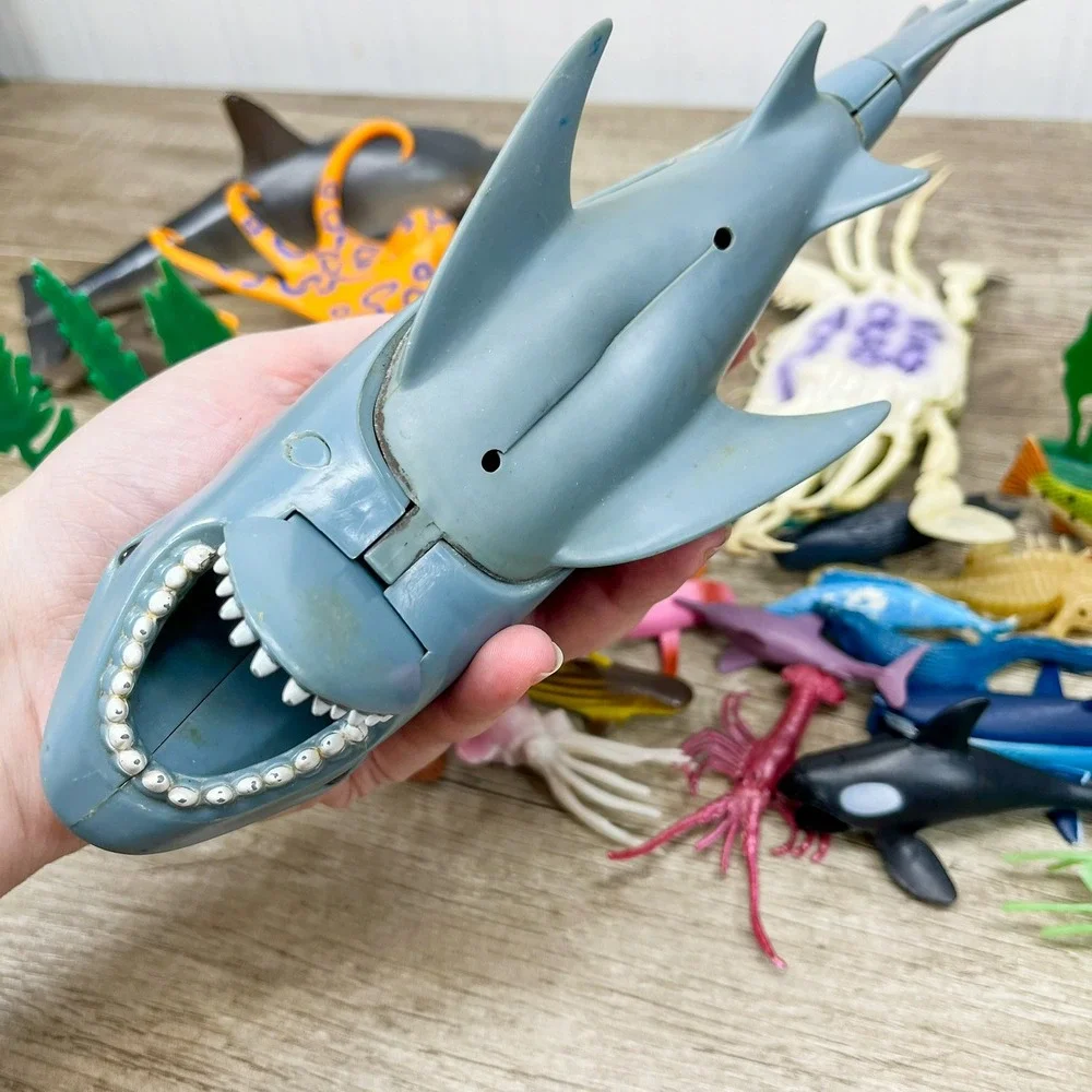 Sea Creature Toy Lot Sharks Whale Octopus Crab Fish Plastic Figures